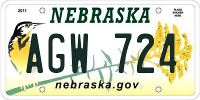 NE license plate AGW724