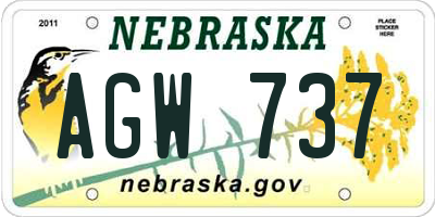 NE license plate AGW737