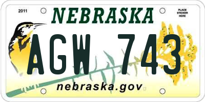 NE license plate AGW743