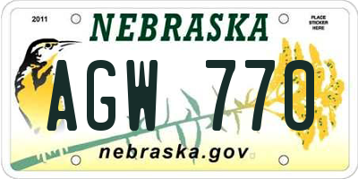 NE license plate AGW770