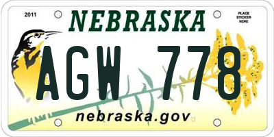 NE license plate AGW778