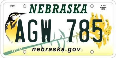 NE license plate AGW785
