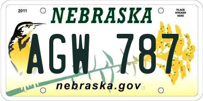 NE license plate AGW787