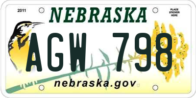 NE license plate AGW798