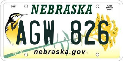 NE license plate AGW826