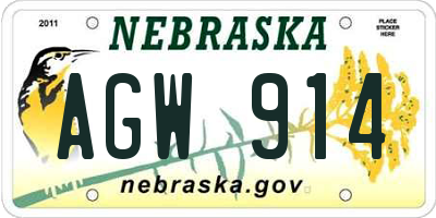 NE license plate AGW914