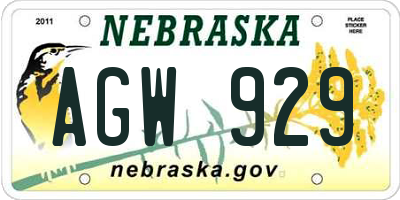 NE license plate AGW929
