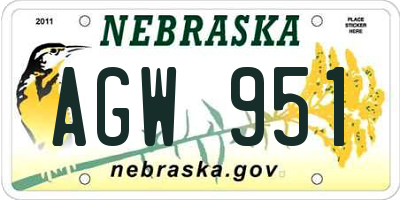 NE license plate AGW951