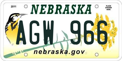 NE license plate AGW966