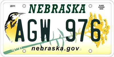NE license plate AGW976