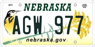 NE license plate AGW977