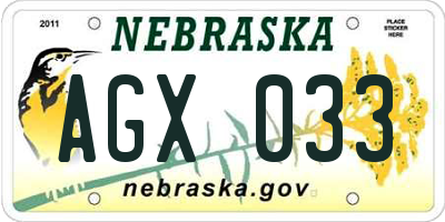 NE license plate AGX033