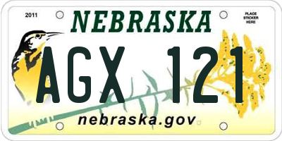NE license plate AGX121