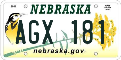 NE license plate AGX181