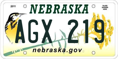 NE license plate AGX219
