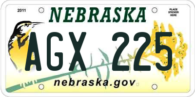 NE license plate AGX225
