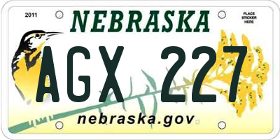 NE license plate AGX227