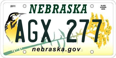 NE license plate AGX277