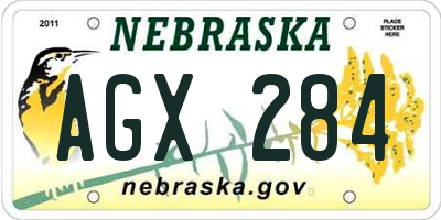 NE license plate AGX284