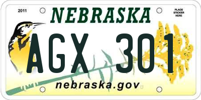 NE license plate AGX301