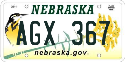 NE license plate AGX367