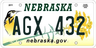 NE license plate AGX432