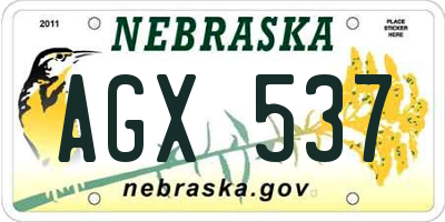NE license plate AGX537