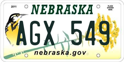NE license plate AGX549