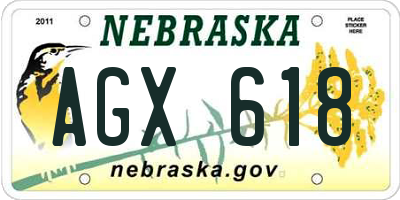 NE license plate AGX618