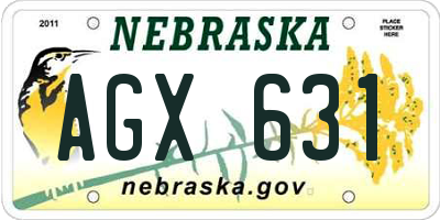 NE license plate AGX631