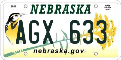 NE license plate AGX633