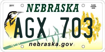 NE license plate AGX703