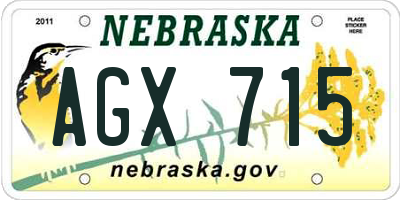 NE license plate AGX715