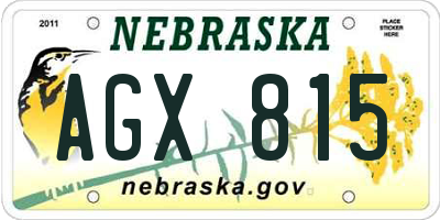 NE license plate AGX815