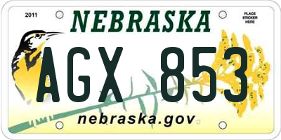 NE license plate AGX853