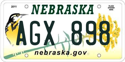 NE license plate AGX898