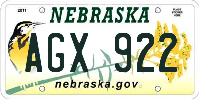 NE license plate AGX922