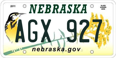 NE license plate AGX927