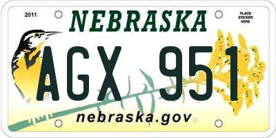 NE license plate AGX951