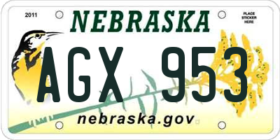 NE license plate AGX953