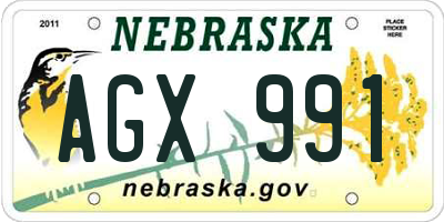 NE license plate AGX991
