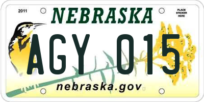 NE license plate AGY015