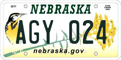 NE license plate AGY024