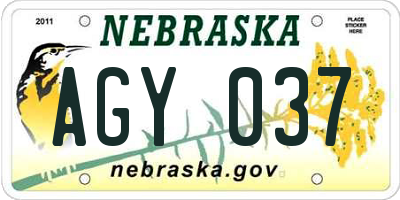 NE license plate AGY037