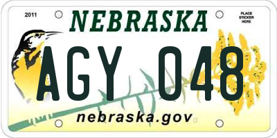 NE license plate AGY048