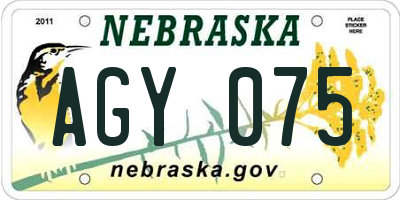 NE license plate AGY075