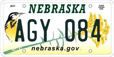 NE license plate AGY084