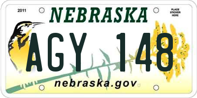 NE license plate AGY148