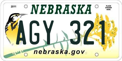 NE license plate AGY321