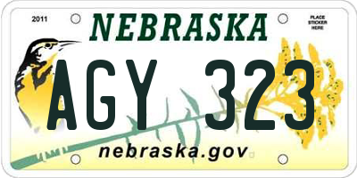 NE license plate AGY323